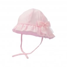 H64-P: Pink Hat w/Bow (0-24 Months)